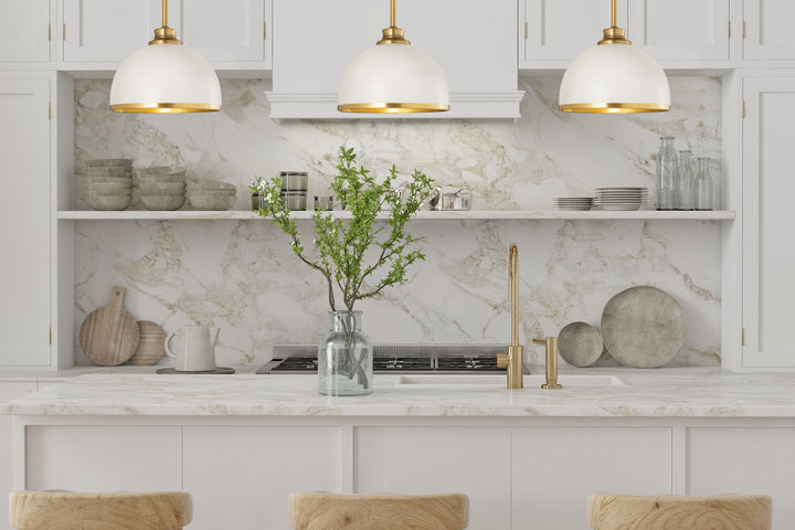 Z-Lite Canada - 1004P10-MW-RB - One Light Pendant - Landry - Matte White + Rubbed Brass