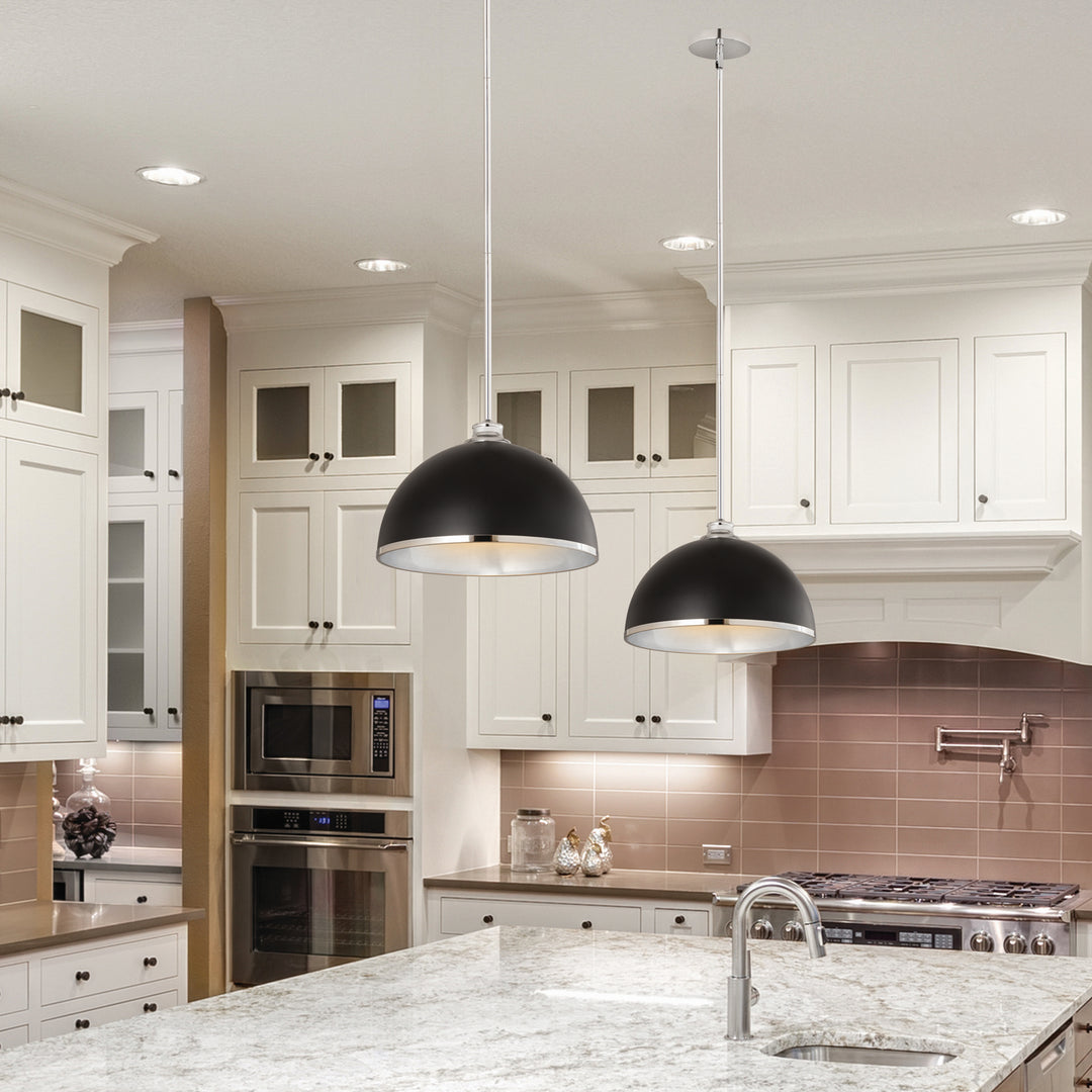 Z-Lite Canada - 1004P14-MB-CH - One Light Pendant - Landry - Matte Black + Chrome