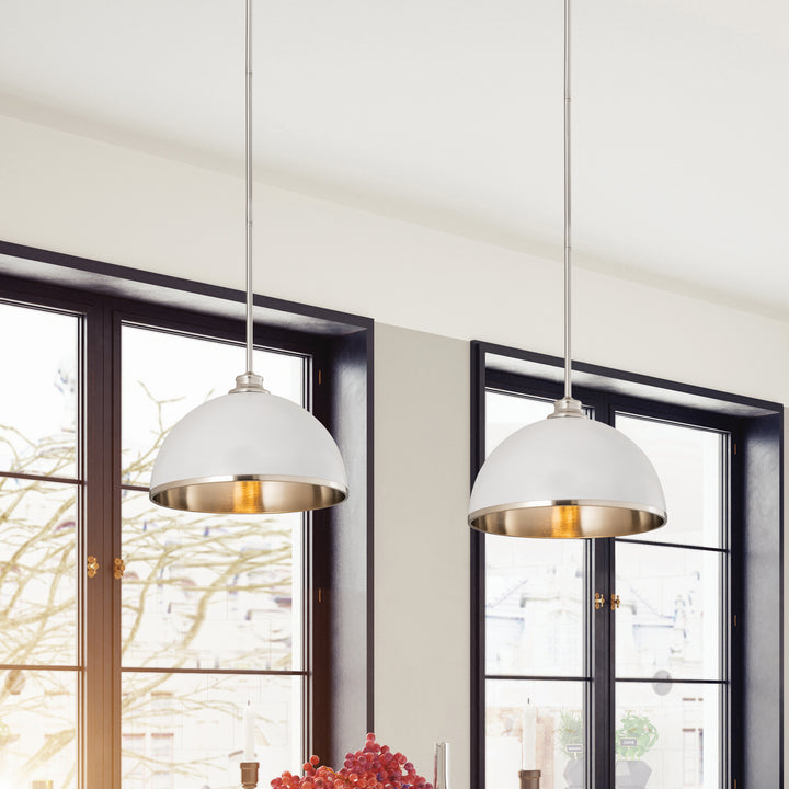 Z-Lite Canada - 1004P14-MW-BN - One Light Pendant - Landry - Matte White + Brushed Nickel