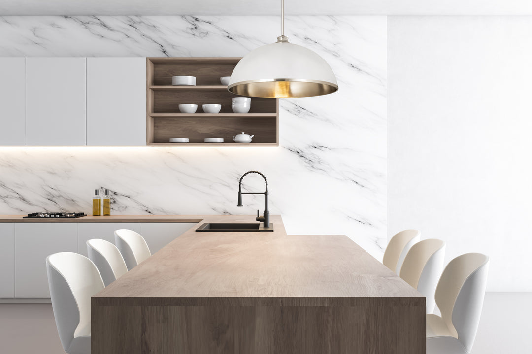 Landry One Light Pendant in Matte White + Brushed Nickel - available from The Lighting Shoppe, trusted by Canadian homeowners