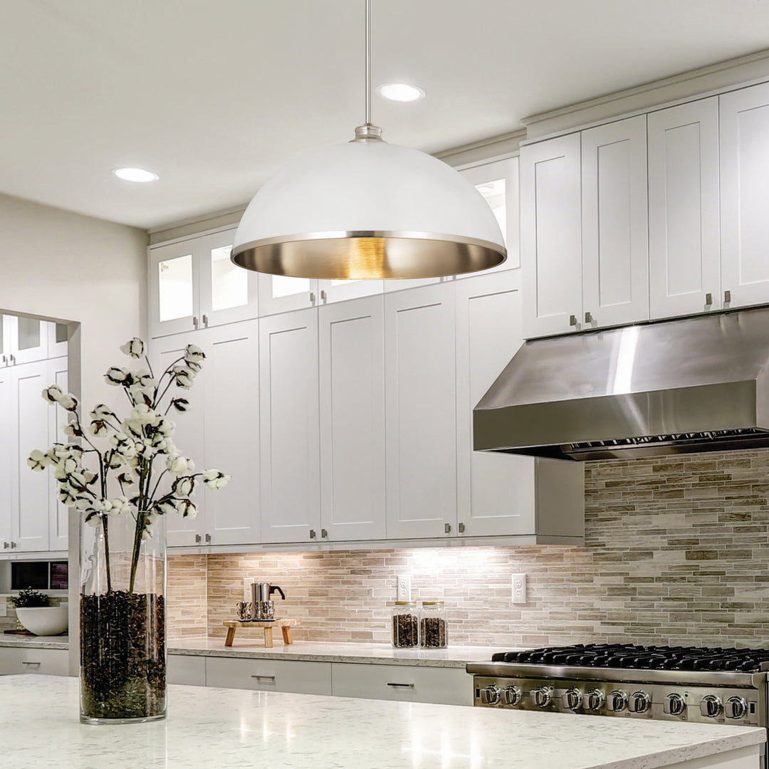 Z-Lite Canada - 1004P20-MW-BN - One Light Pendant - Landry - Matte White + Brushed Nickel