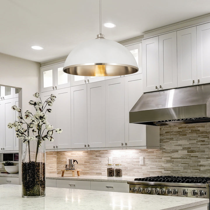 Z-Lite Canada - 1004P20-MW-BN - One Light Pendant - Landry - Matte White + Brushed Nickel