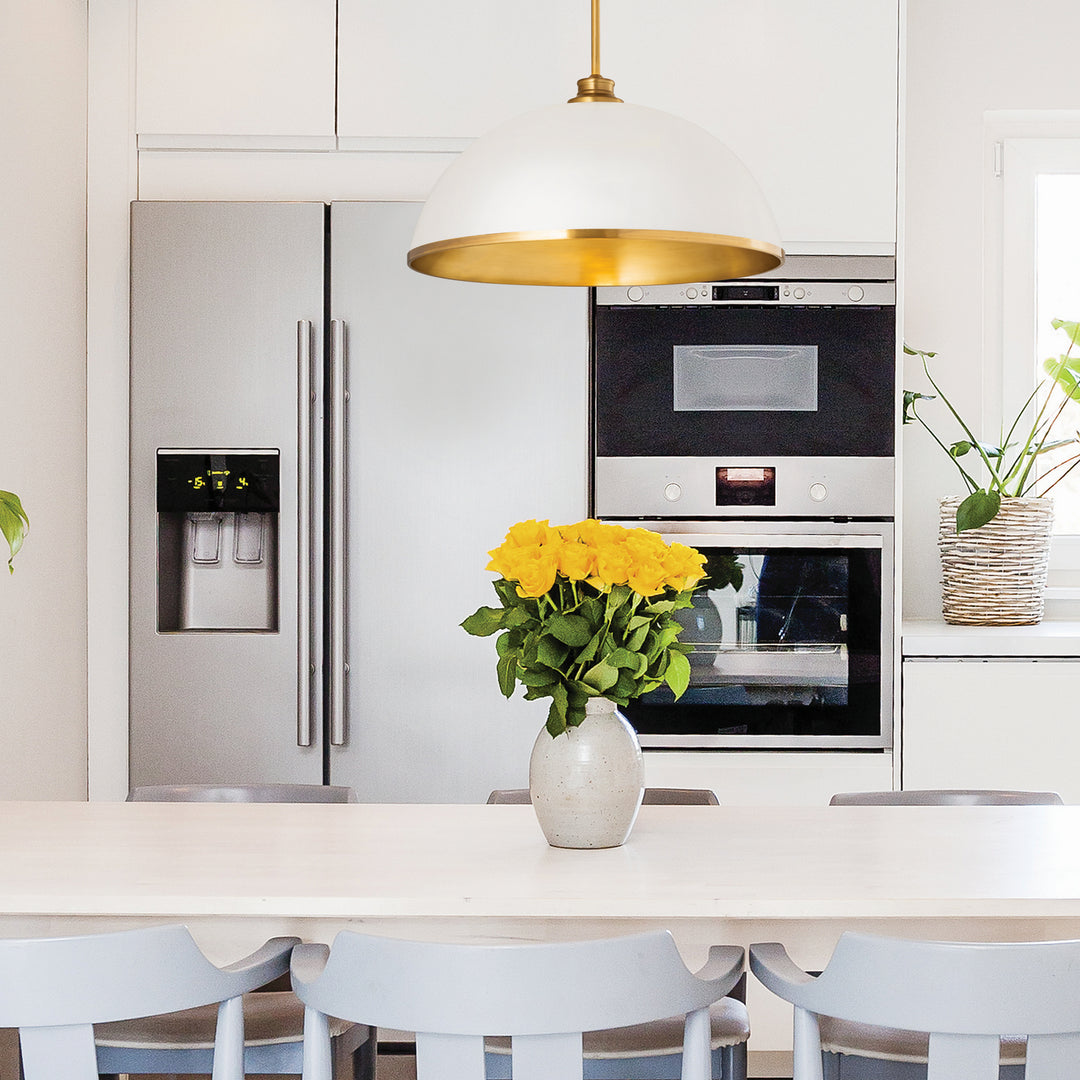 Z-Lite Canada - 1004P20-MW-RB - One Light Pendant - Landry - Matte White + Rubbed Brass