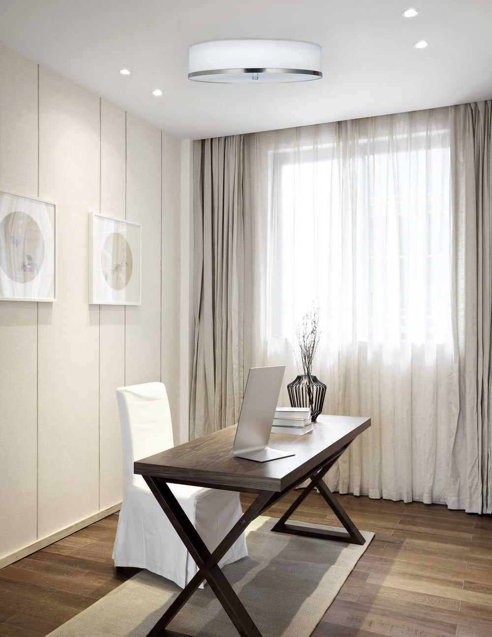 Textile LED Flush-Mount in Brushed Nickel Justice Designs
