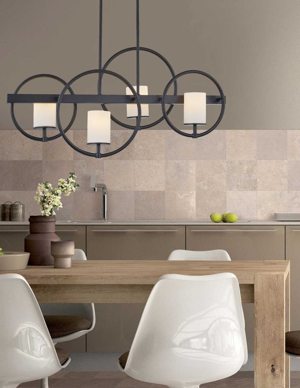 Fusion Four Light Island Chandelier in Matte Black Justice Designs