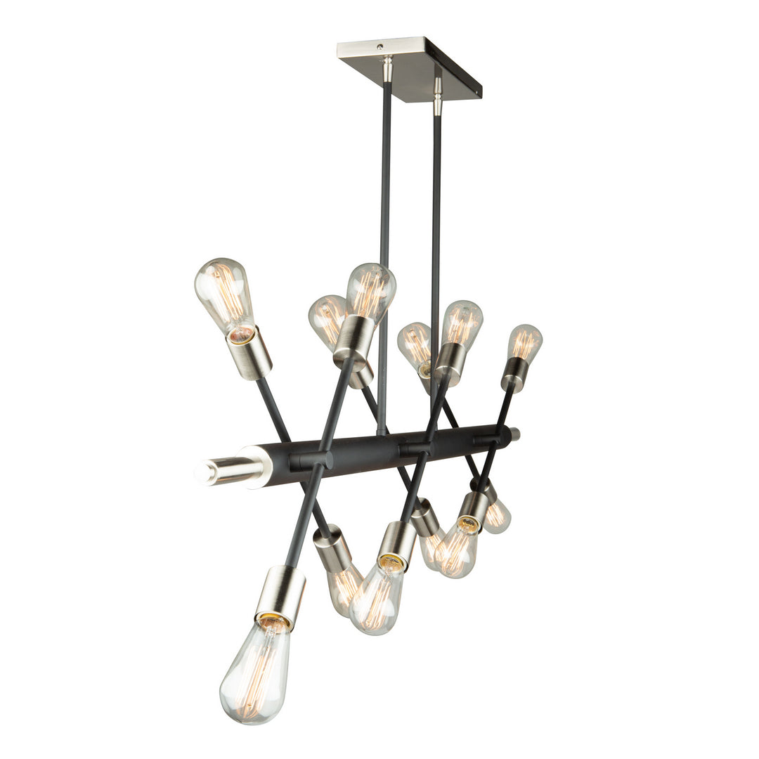 Artcraft Canada - AC11257NB - 12 Light Island Pendant - Truro - Matte Black and Brushed Nickle