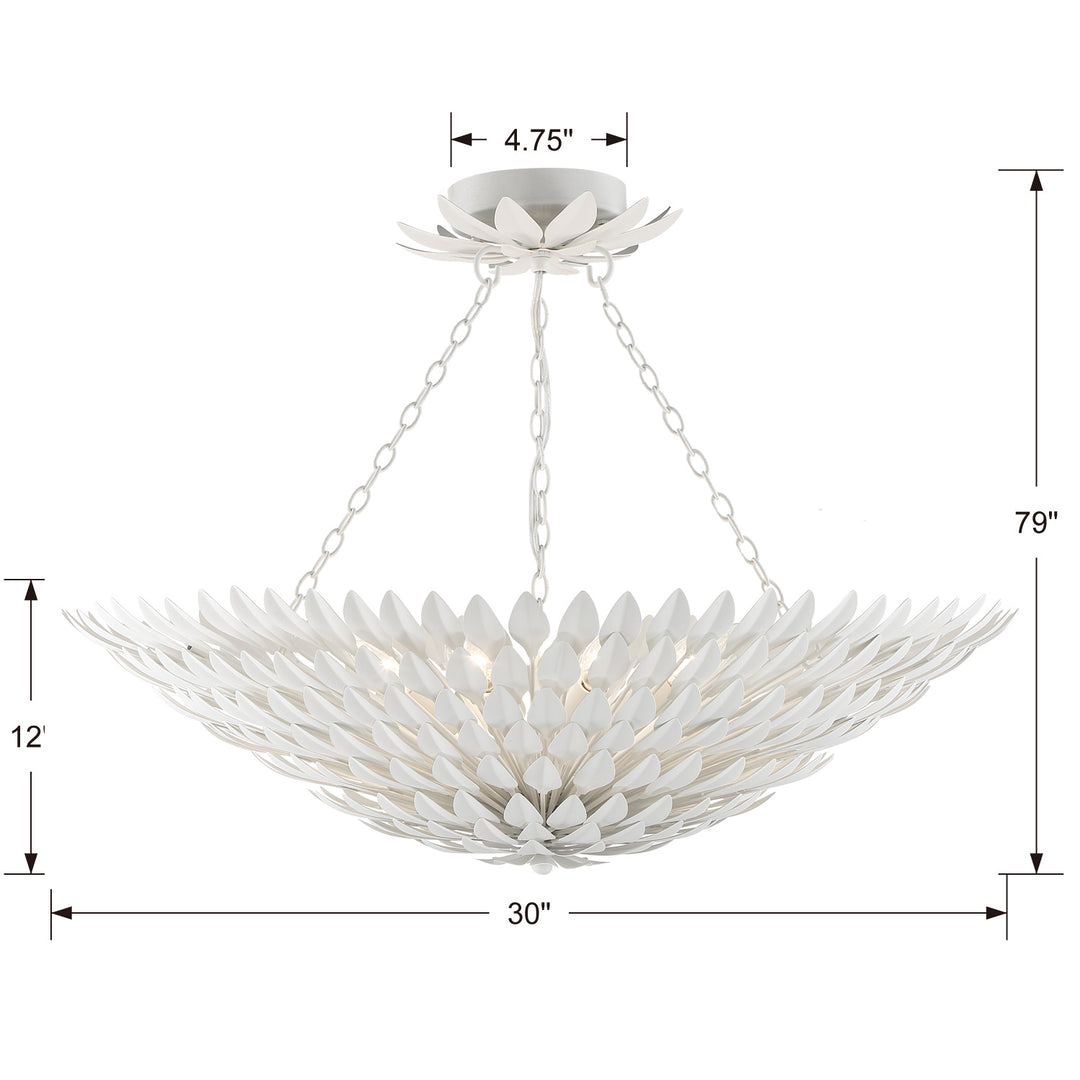 Crystorama - 519-MT_CEILING - Eight Light Semi Flush Mount - Broche - Matte White
