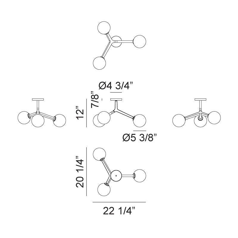 Matteo Canada - X81503BKOP - Three Light Ceiling Mount - Rami - Black