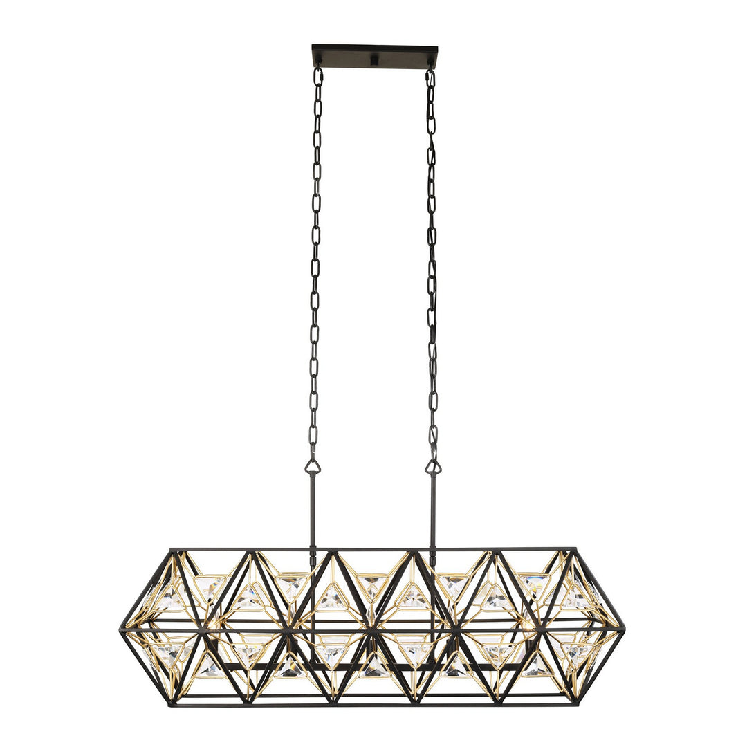Varaluz - 353N05MBFG - Five Light Linear Pendant - Marcia - Matte Black/French Gold