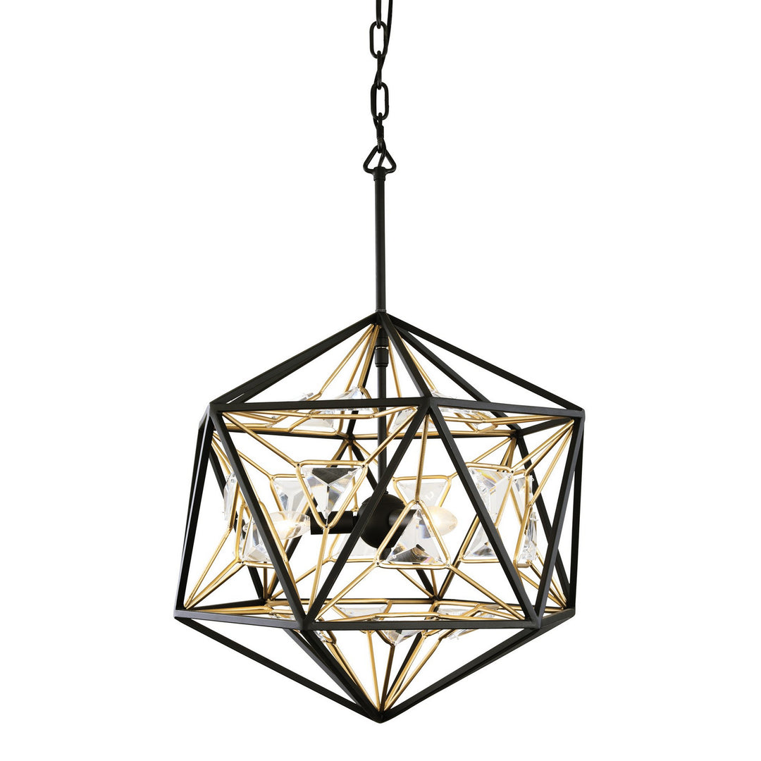 Varaluz - 353P03MBFG - Three Light Pendant - Marcia - Matte Black/French Gold