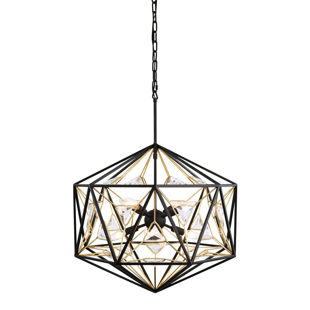 Varaluz - 353P08MBFG - Eight Light Pendant - Marcia - Matte Black/French Gold