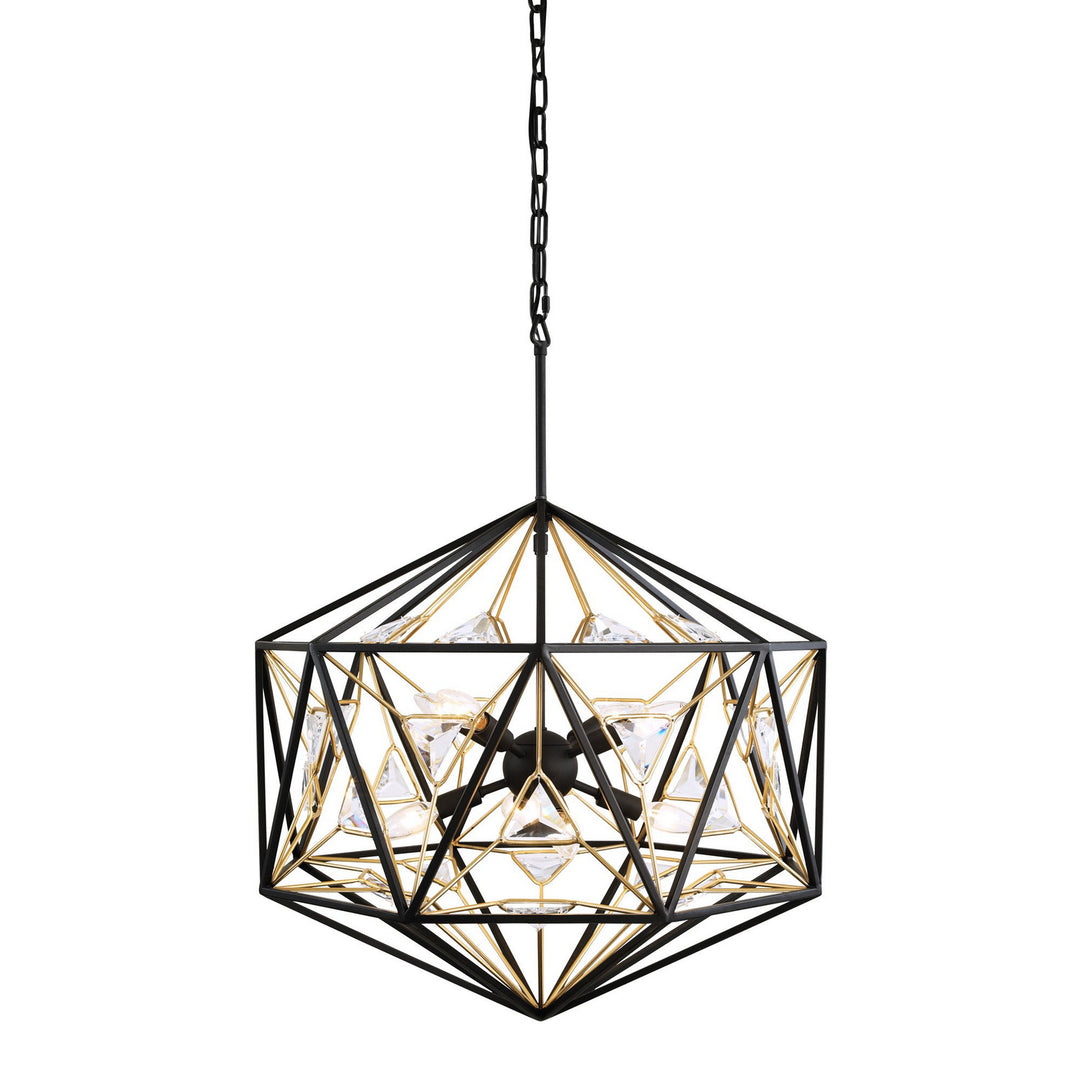 Varaluz - 353P08MBFG - Eight Light Pendant - Marcia - Matte Black/French Gold