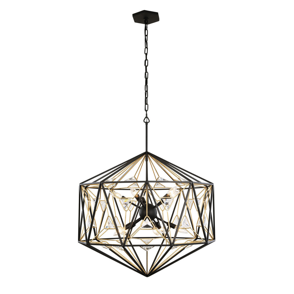 Varaluz - 353P10MBFG - Ten Light Pendant - Marcia - Matte Black/French Gold