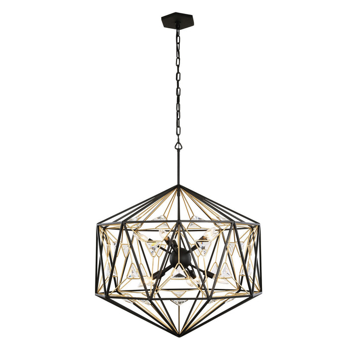 Varaluz - 353P10MBFG - Ten Light Pendant - Marcia - Matte Black/French Gold