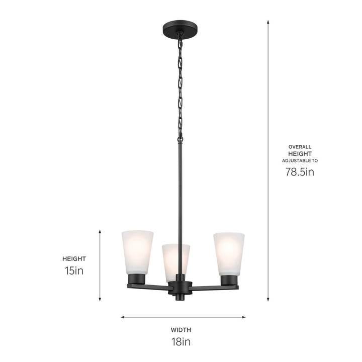Kichler Canada - 52435BK - Three Light Chandelier - Stamos - Black