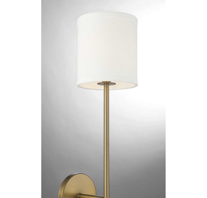 Meridian - M90063NB - One Light Wall Sconce - Natural Brass with Leather Accent