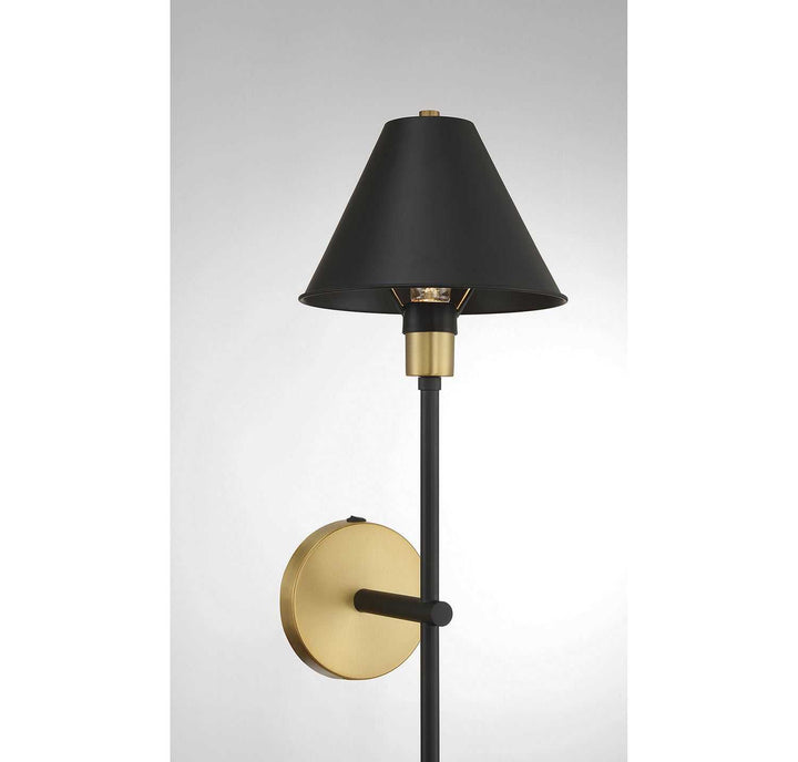 Meridian - M90070BNB - One Light Wall Sconce - Black with Natural Brass Accents