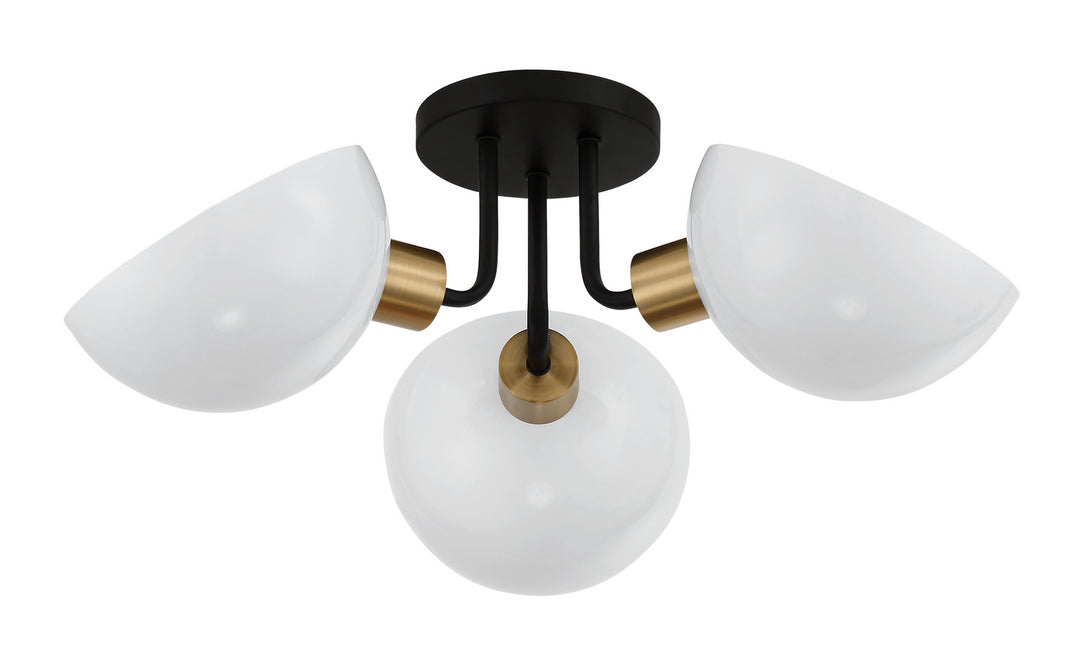 Crystorama - GIG-810-BK-AG - Three Light Semi Flush Mount - Gigi - Black + Aged Brass