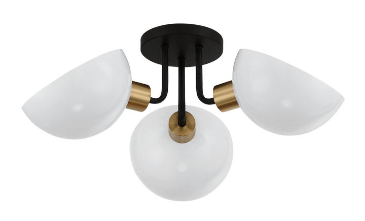 Crystorama - GIG-810-BK-AG - Three Light Semi Flush Mount - Gigi - Black + Aged Brass