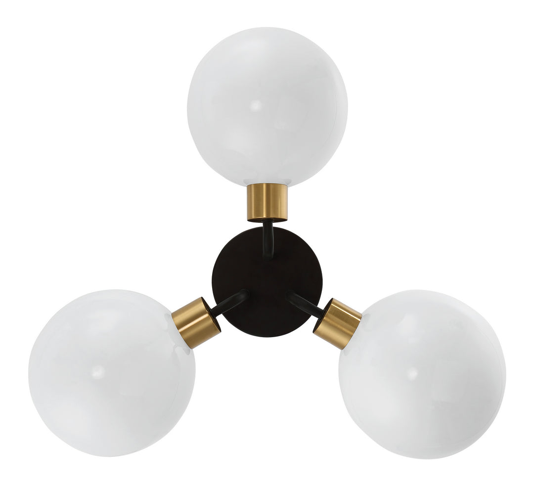 Crystorama - GIG-810-BK-AG - Three Light Semi Flush Mount - Gigi - Black + Aged Brass