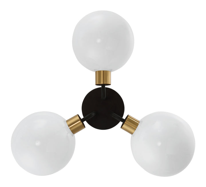 Crystorama - GIG-810-BK-AG - Three Light Semi Flush Mount - Gigi - Black + Aged Brass