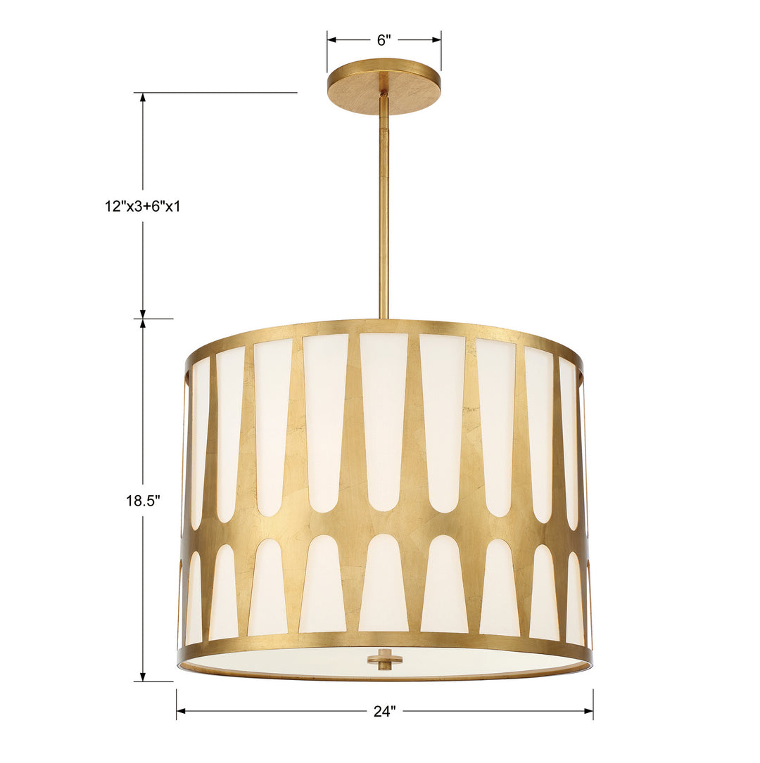 Crystorama - ROY-809-GA - Five Light Pendant - Royston - Antique Gold