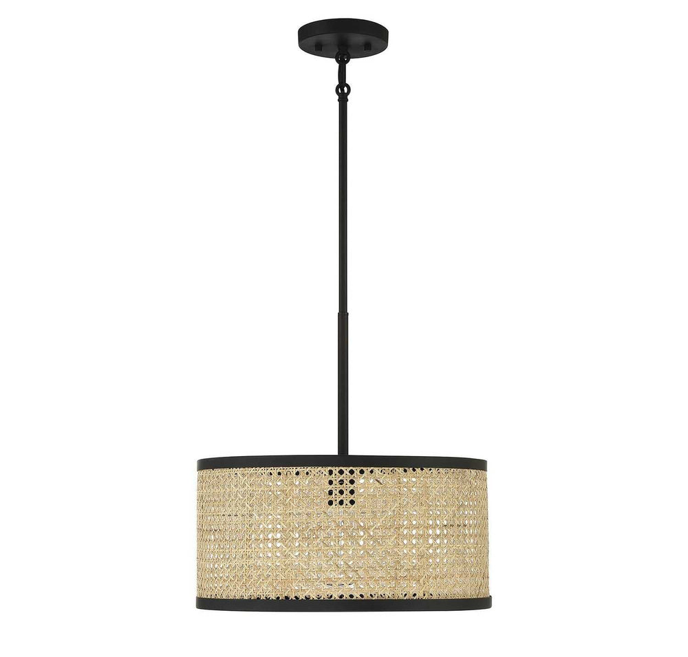 Meridian - M7018MBK - One Light Pendant - Natural Cane with Matte Black