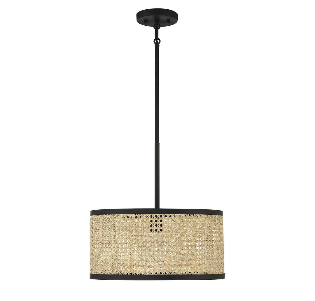 Meridian - M7018MBK - One Light Pendant - Natural Cane with Matte Black