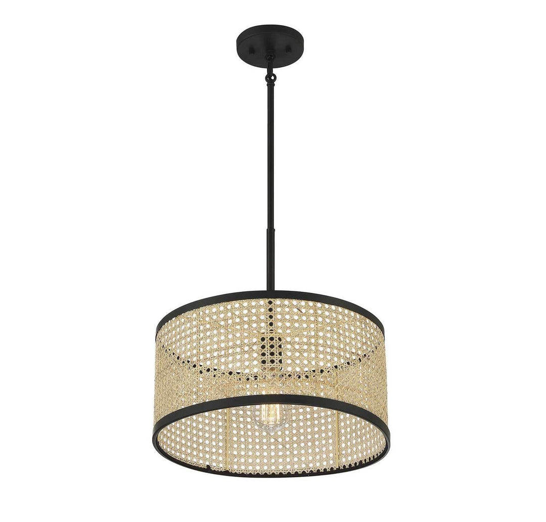 Meridian - M7018MBK - One Light Pendant - Natural Cane with Matte Black