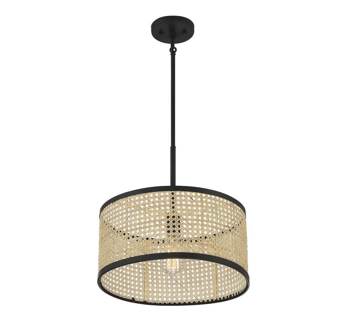 Meridian - M7018MBK - One Light Pendant - Natural Cane with Matte Black