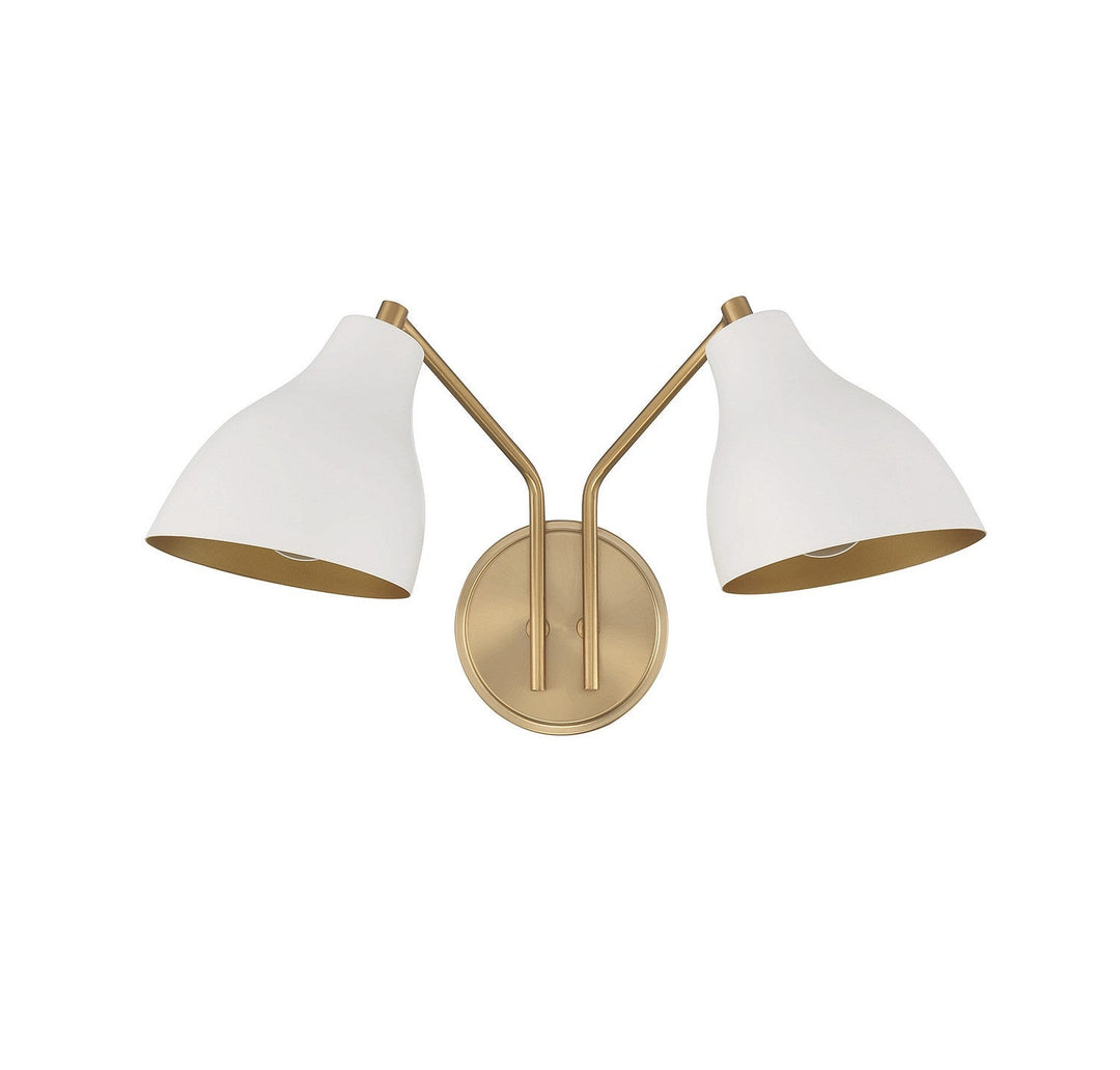 Meridian - M90075WHNB - Two Light Wall Sconce - White with Natural Brass