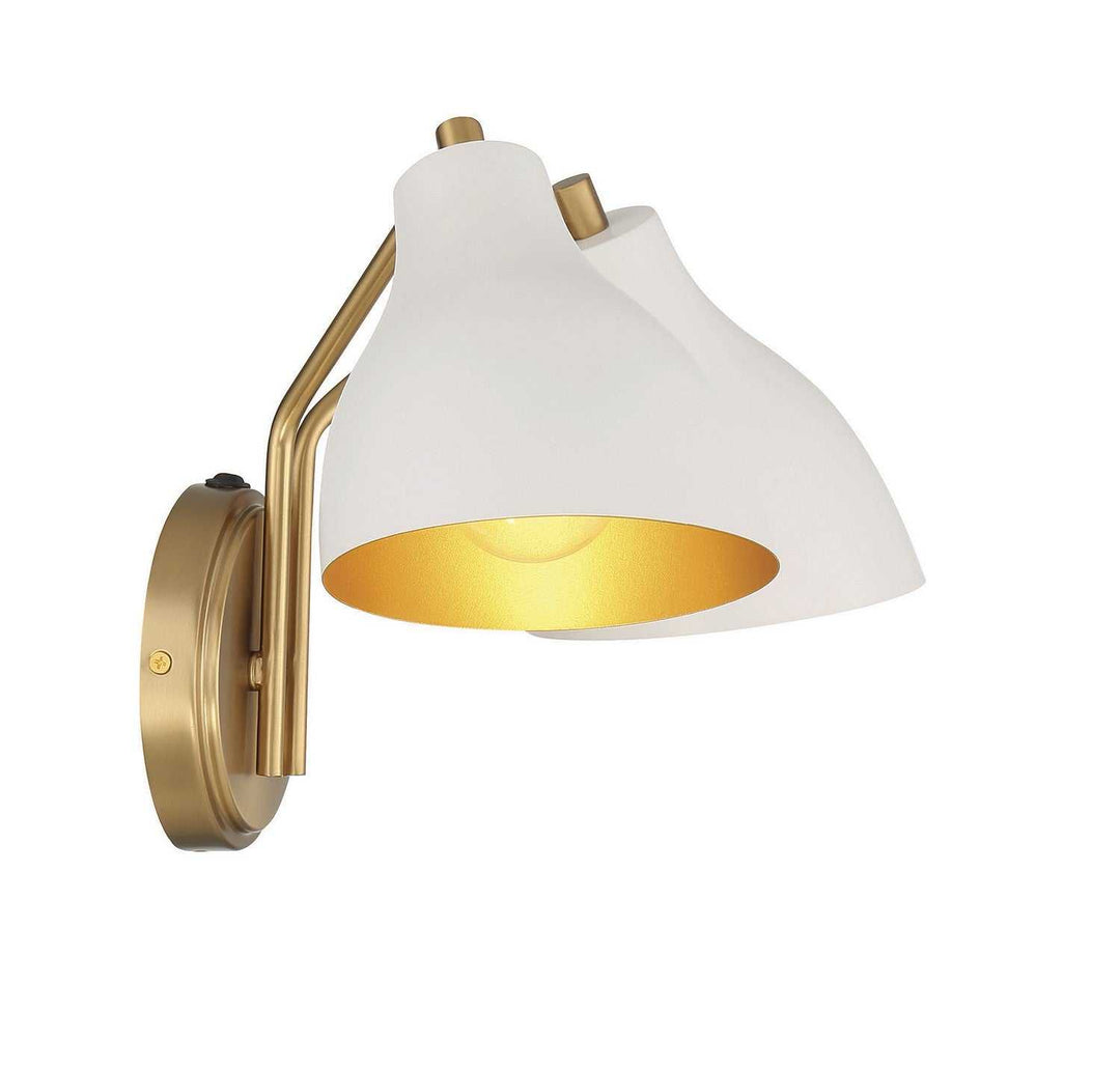 Meridian - M90075WHNB - Two Light Wall Sconce - White with Natural Brass