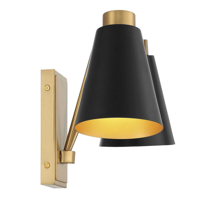 Meridian - M90076MBKNB - Two Light Wall Sconce - Matte Black with Natural Brass