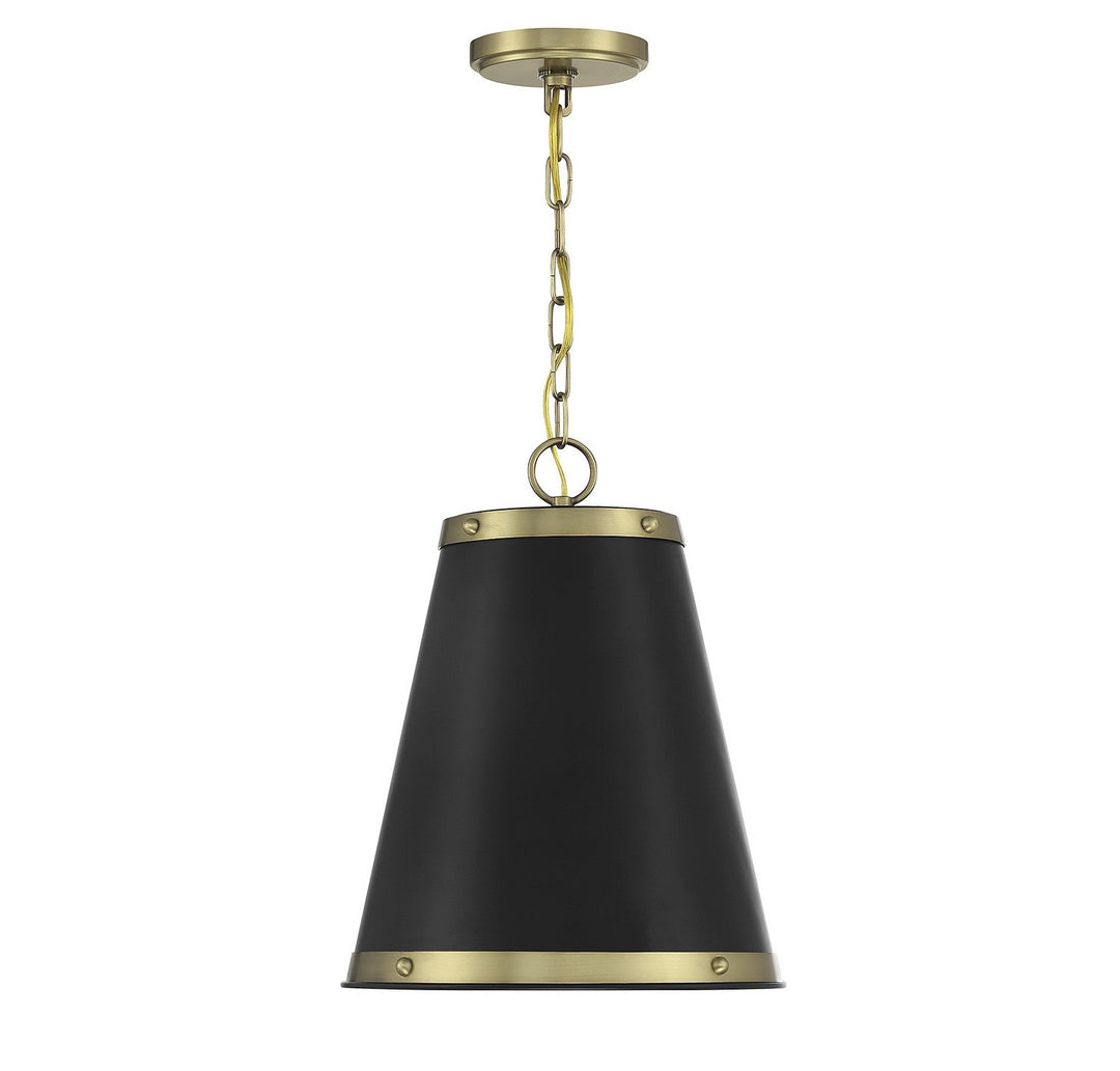 Meridian - M7014MBKNB - One Light Pendant - Matte Black with Natural Brass