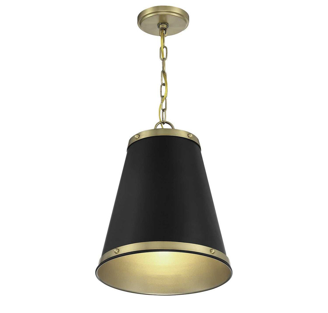 Meridian - M7014MBKNB - One Light Pendant - Matte Black with Natural Brass