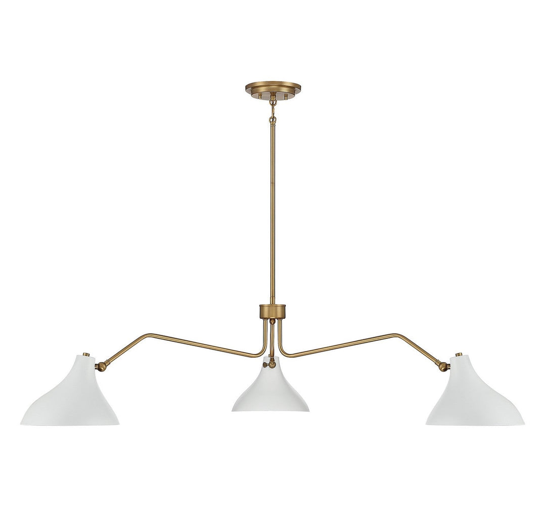 Meridian - M7019WHNB - Three Light Pendant - White with Natural Brass