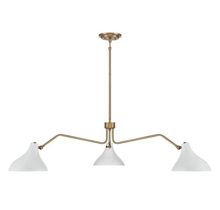 Meridian - M7019WHNB - Three Light Pendant - White with Natural Brass