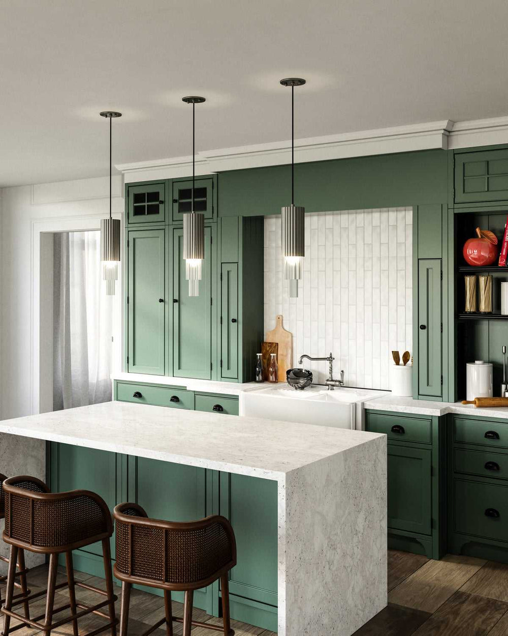 Alora Canada - PD502204BNCR - LED Pendant - Bordeaux - Brushed Nickel/Clear Ribbed Glass