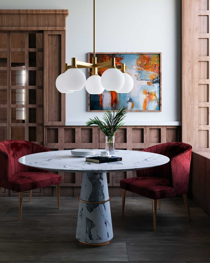 Alora Canada - CH506230AGOP - Six Light Chandelier - Castilla - Aged Gold/Opal Matte Glass