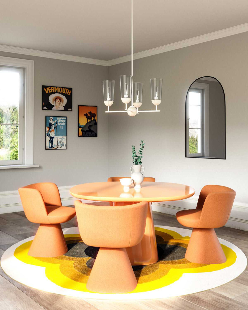 Alora Canada - CH542324WHWK - Four Light Chandelier - Emil - White/White Oak