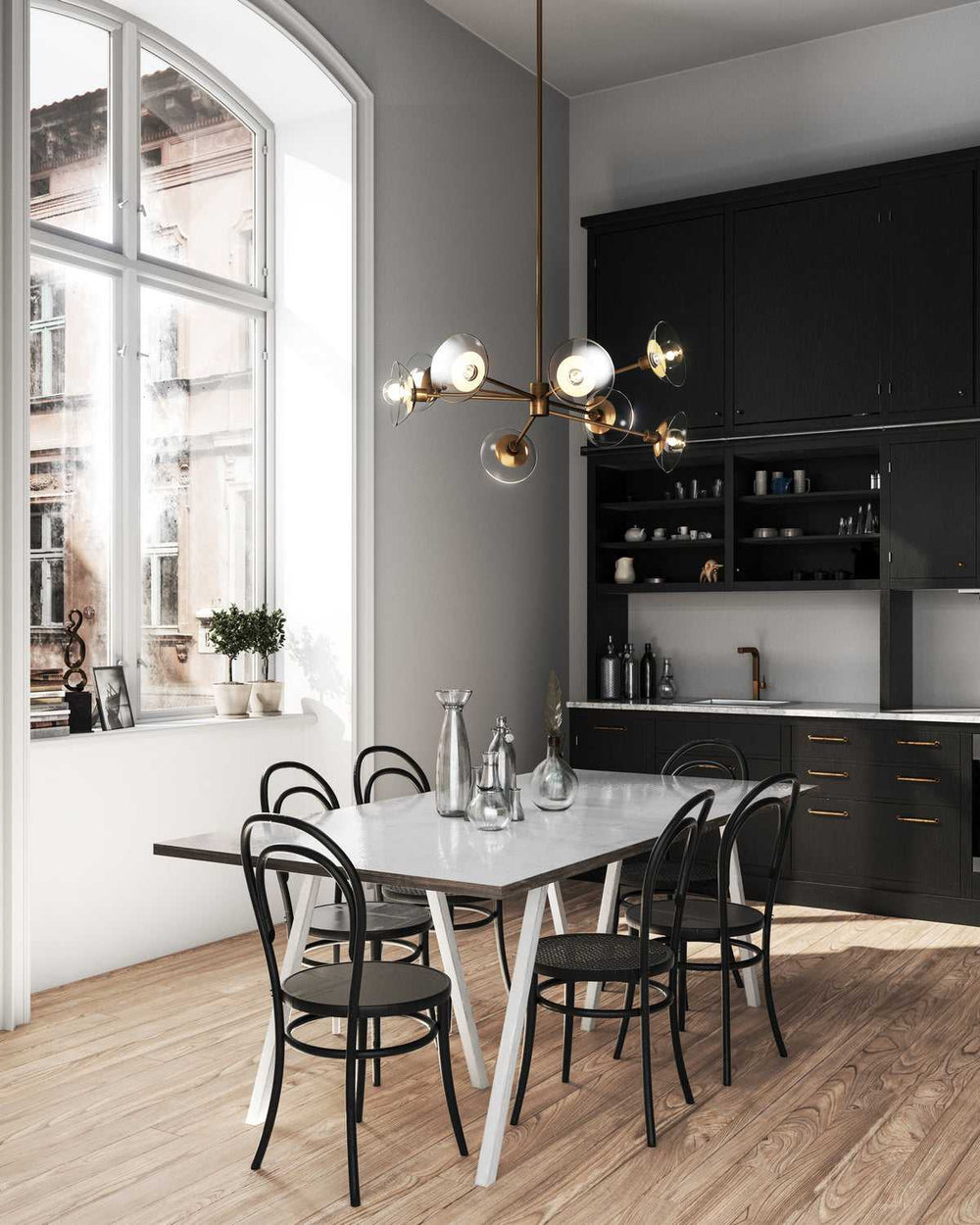 Alora Canada - CH517338AGCL - Eight Light Chandelier - Francesca - Aged Gold/Clear Glass