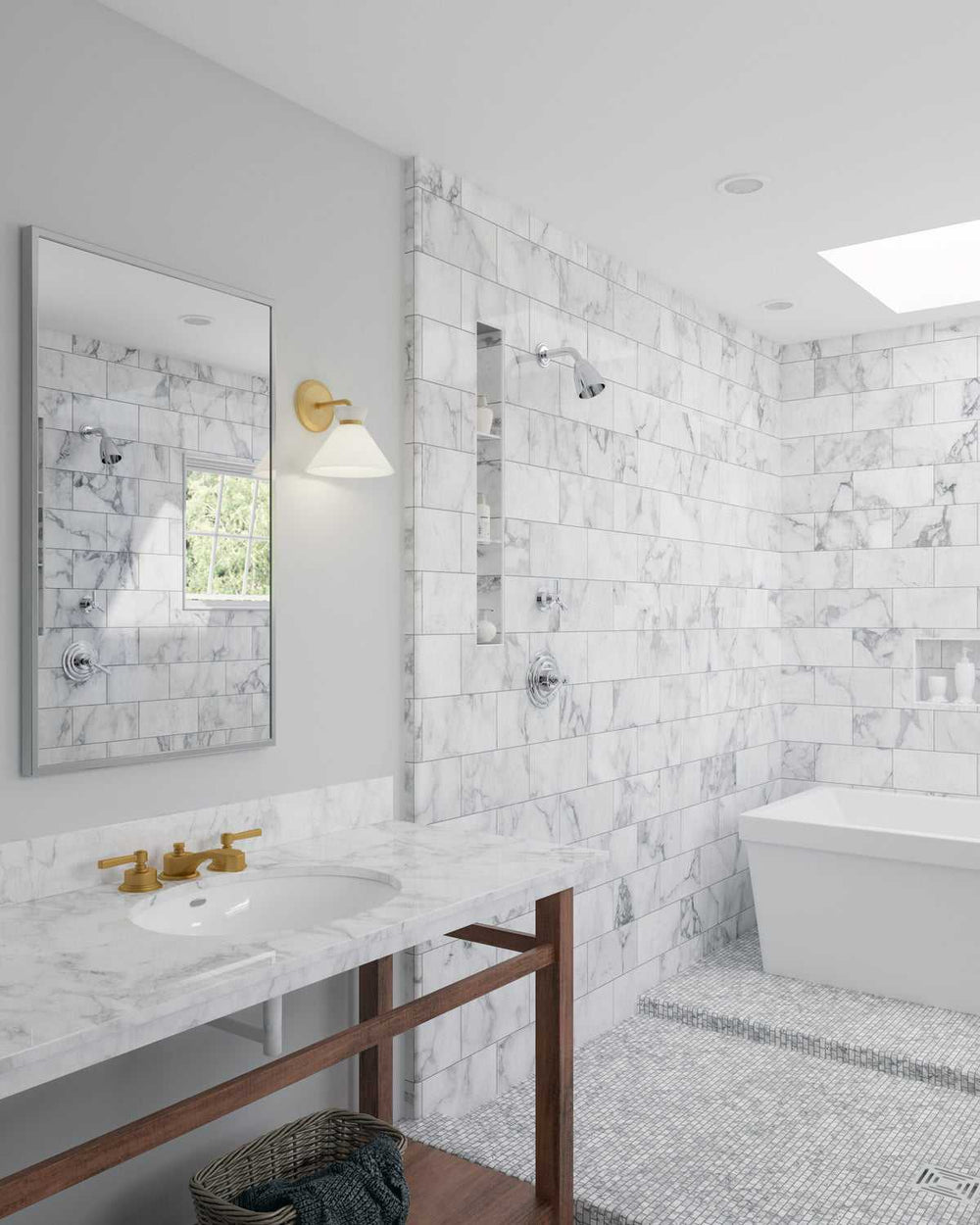 Halston One Light Vanity in Brushed Gold/Glossy Opal Glass Alora Canada