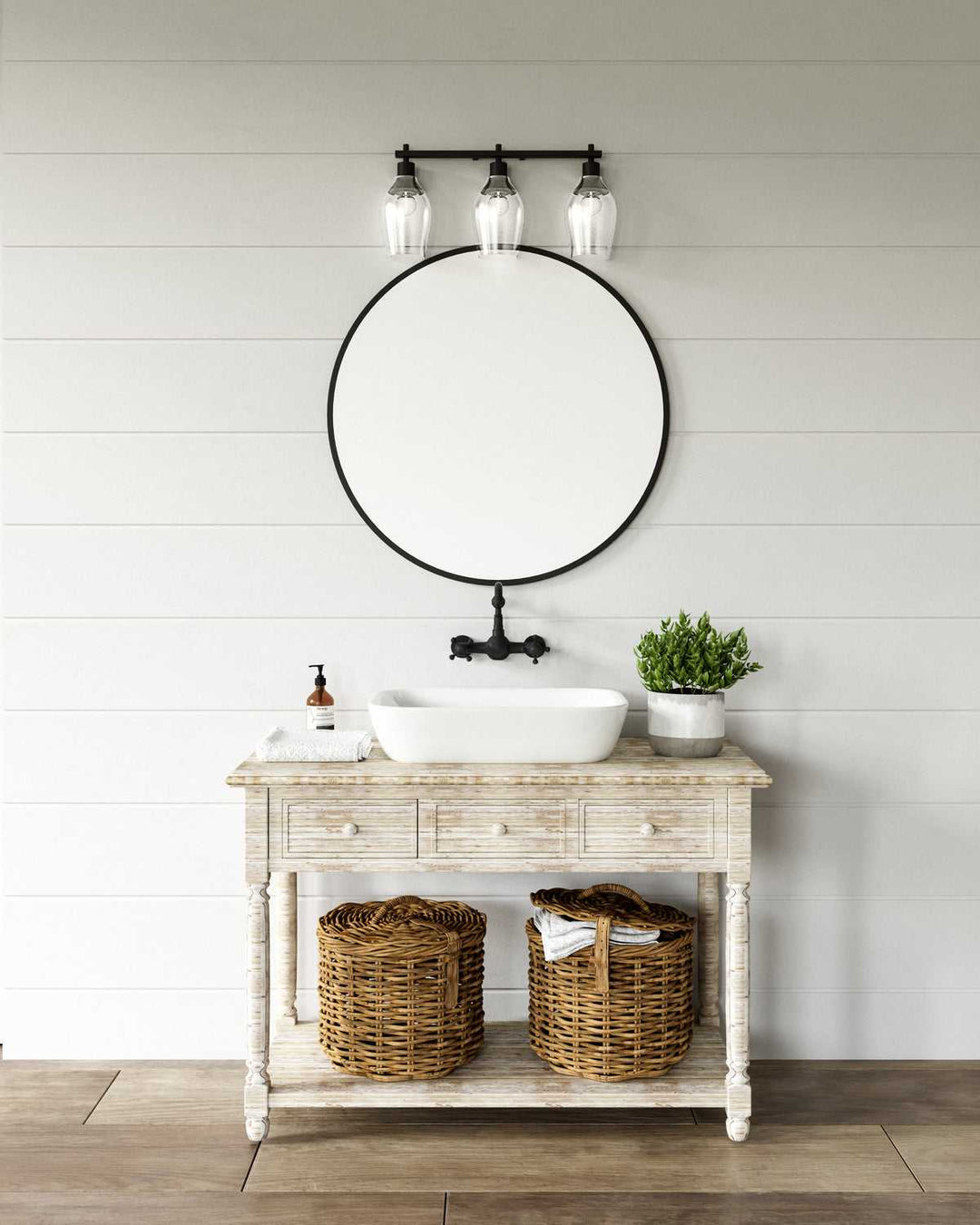 Alora Canada - VL538322MBCL - Three Light Bathroom Fixtures - Kingsley - Clear Glass/Matte Black