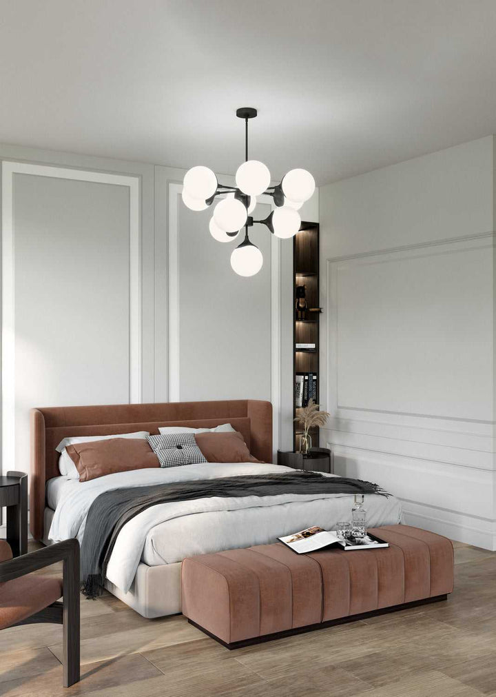 Alora Canada - CH505335MBOP - Ten Light Chandelier - Nouveau - Matte Black/Opal Matte Glass