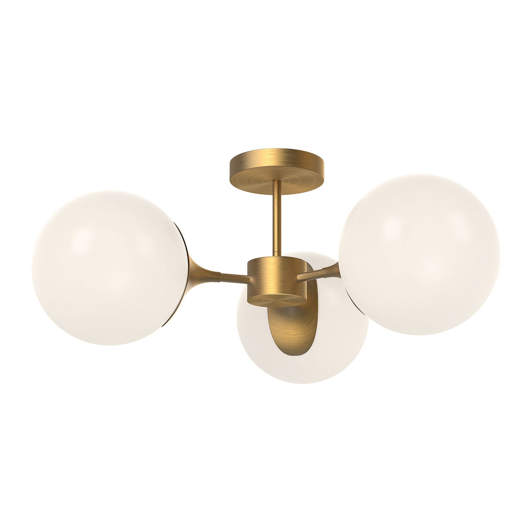 Alora Canada - SF505326AGOP - Three Light Semi-Flush Mount - Nouveau - Aged Gold/Opal Matte Glass