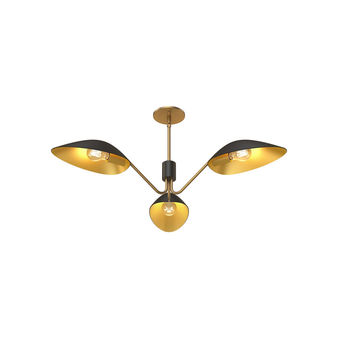 Alora Canada - PD550336MBAG - Three Light Pendant - Oscar - Aged Gold/Matte Black