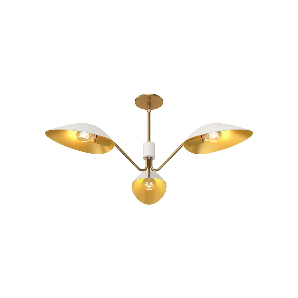 Alora Canada - PD550336WHAG - Three Light Pendant - Oscar - Aged Gold/White