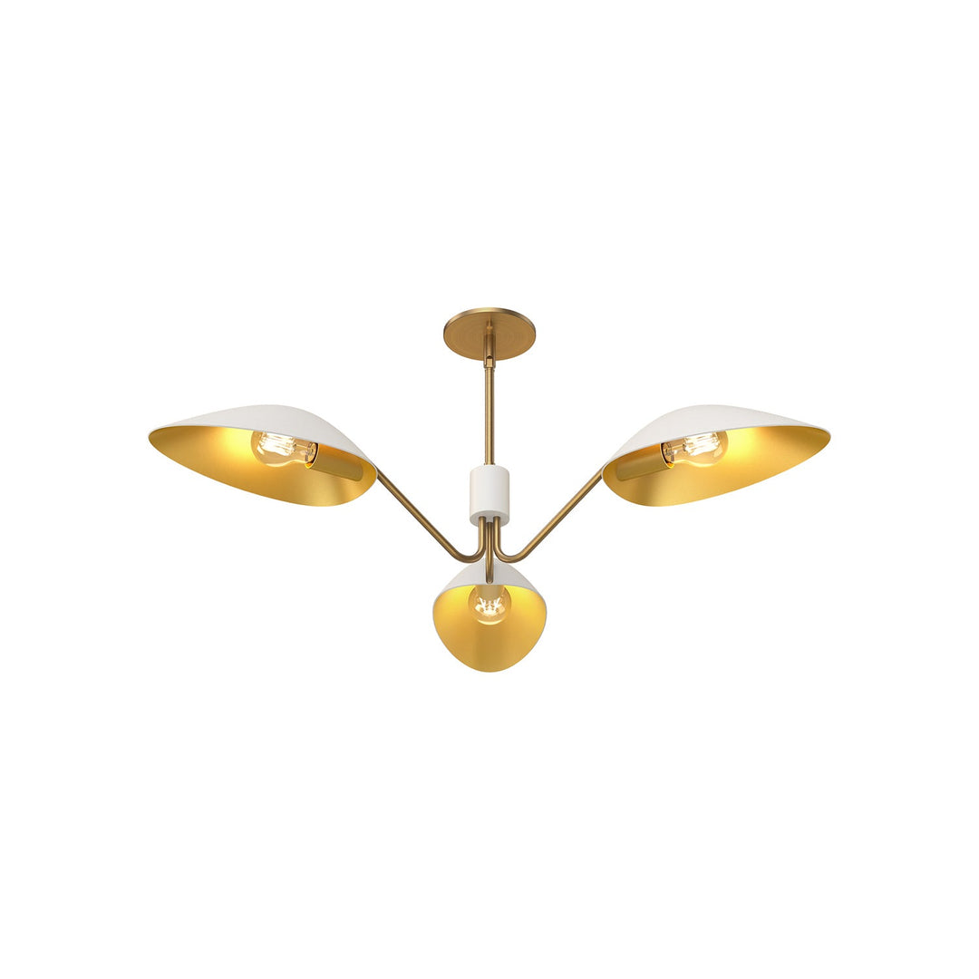 Alora Canada - PD550336WHAG - Three Light Pendant - Oscar - Aged Gold/White