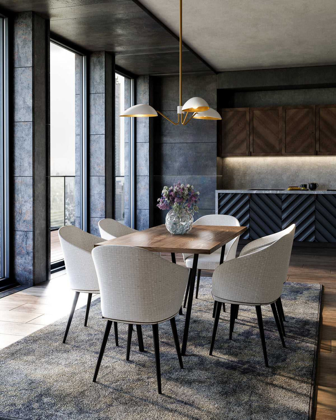 Alora Canada - PD550336WHAG - Three Light Pendant - Oscar - Aged Gold/White