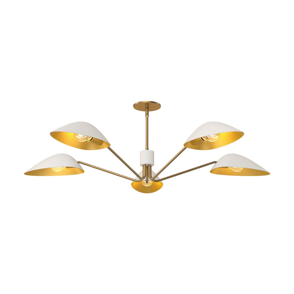 Alora Canada - PD550545WHAG - Five Light Pendant - Oscar - Aged Gold/White